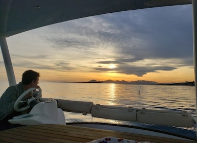 Private catamaran trip in the Bay of Juan les Pins at sunset