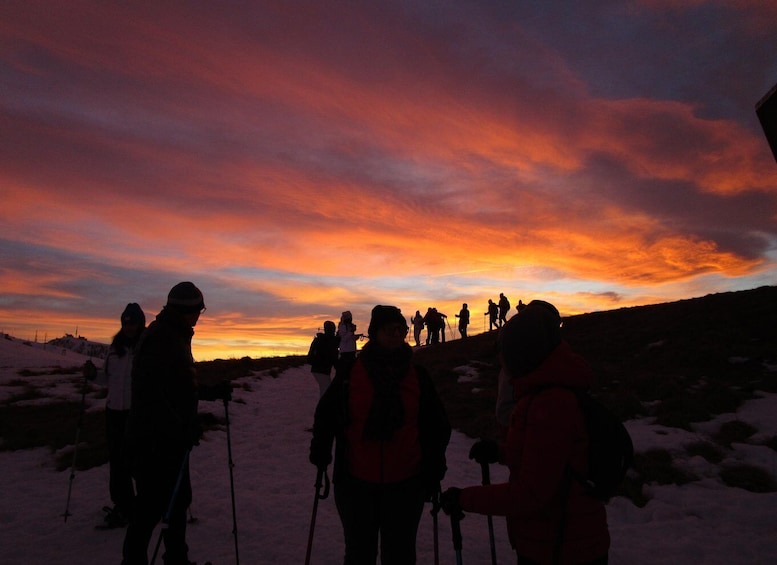 Sunset and night hike between Dolomites and Venice