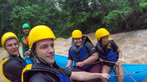 Group rafting on a river in Phuket