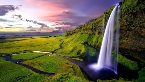 South Coast of Iceland. Black beach, glaсier, waterfalls...