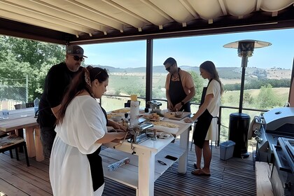 Cooking class on terrace at Fattoria del Chianti with lunch