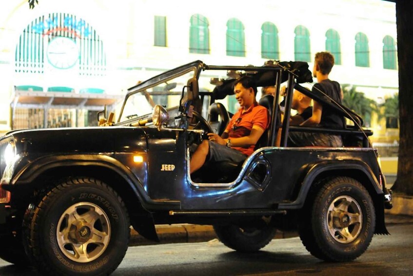 Private Jeep Tour Saigon by Night & Cruise Dinner with Music