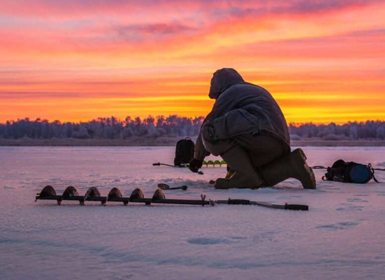 Picture 1 for Activity Rovaniemi: Ice Fishing Small Group Tour & Barbeque