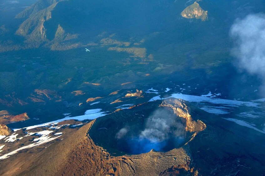 Scenic flight over Villarrica volcano