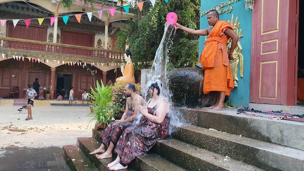 Siem Reap Cambodian Buddhist Water Blessing and Local Market