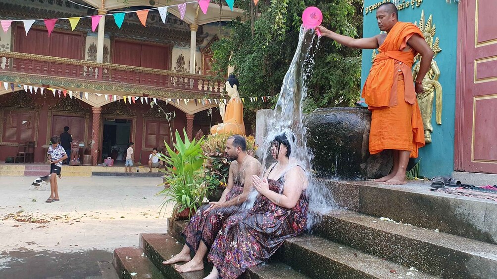 Siem Reap Cambodian Buddhist Water Blessing and Local Market