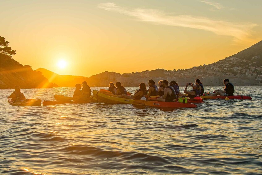 Picture 9 for Activity Dubrovnik: Guided Sunset Sea Kayaking with Snacks and Wine