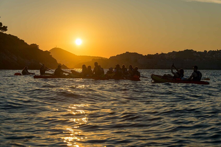 Picture 8 for Activity Dubrovnik: Guided Sunset Sea Kayaking with Snacks and Wine