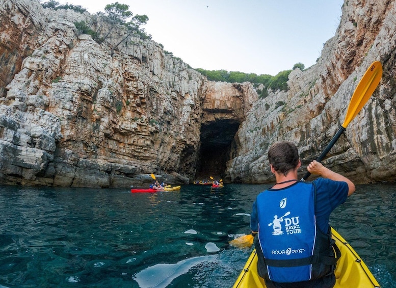 Picture 6 for Activity Dubrovnik: Guided Sunset Sea Kayaking with Snacks and Wine