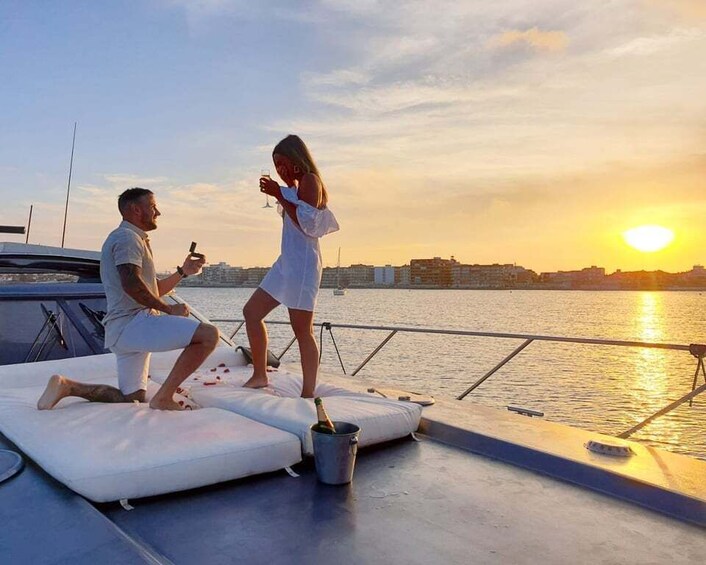 Sunset on a boat with cava included