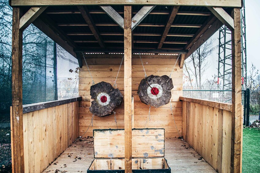 Picture 2 for Activity Prague: Axe Throwing Experience with Barbecue and Beer