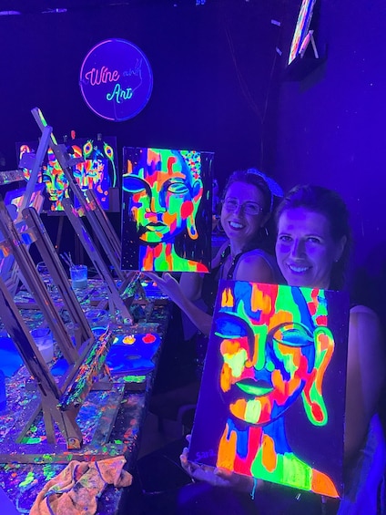 Picture 7 for Activity Barcelona: Fluorescent Paint and Wine Workshop