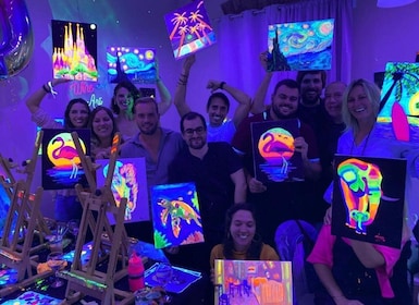 Barcelona: Fluorescent Paint and Wine Workshop