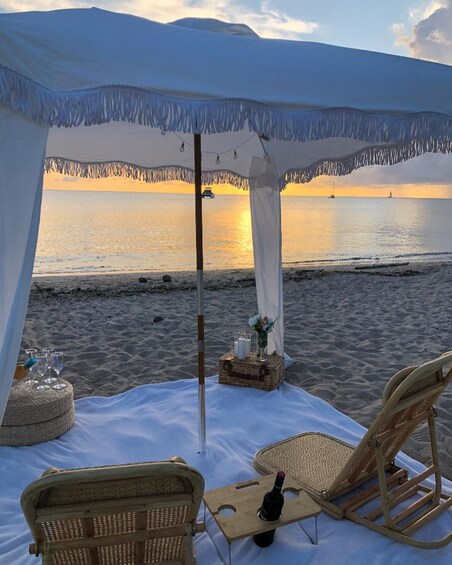 Picture 1 for Activity Saint Lucia: Sunset Soirée Beach Cabana Picnic