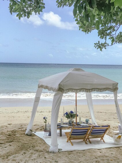 Picture 5 for Activity Saint Lucia: Sunset Soirée Beach Cabana Picnic