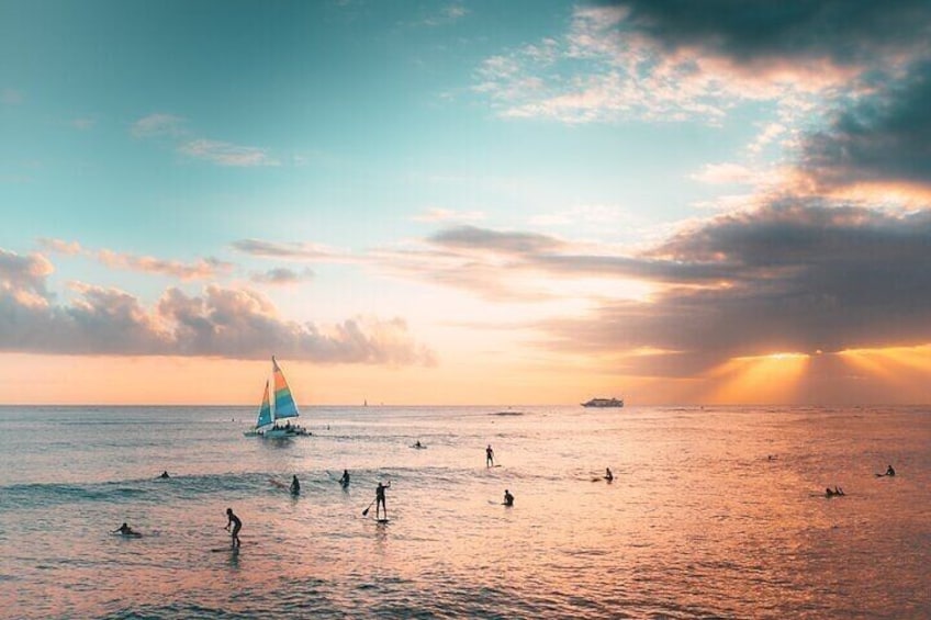 Waikiki Sunset Sail on Hawea Catamaran