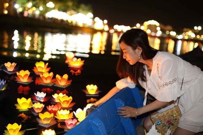 Picture 3 for Activity River Boat Ride by Night with Drop Flower Lantern in Hoi An