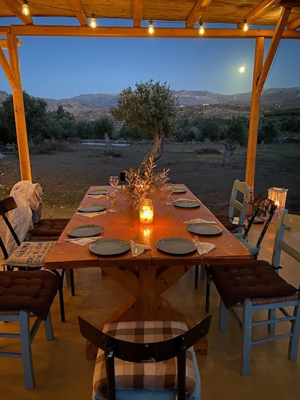 Naxos: private dining in the olive grove