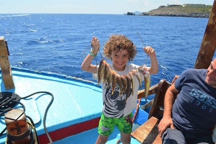 Rhodes Town: Fishing Boat Trip with Fish Meal and Swim Stops