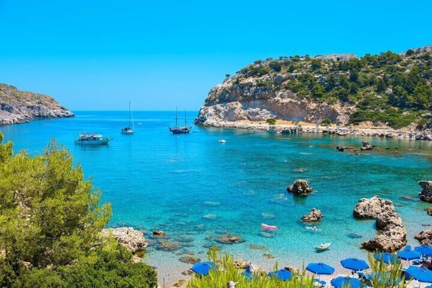 Rhodes Half-Day Tour: 7 Springs, Anthony Quinn Bay Including Wine Tasting