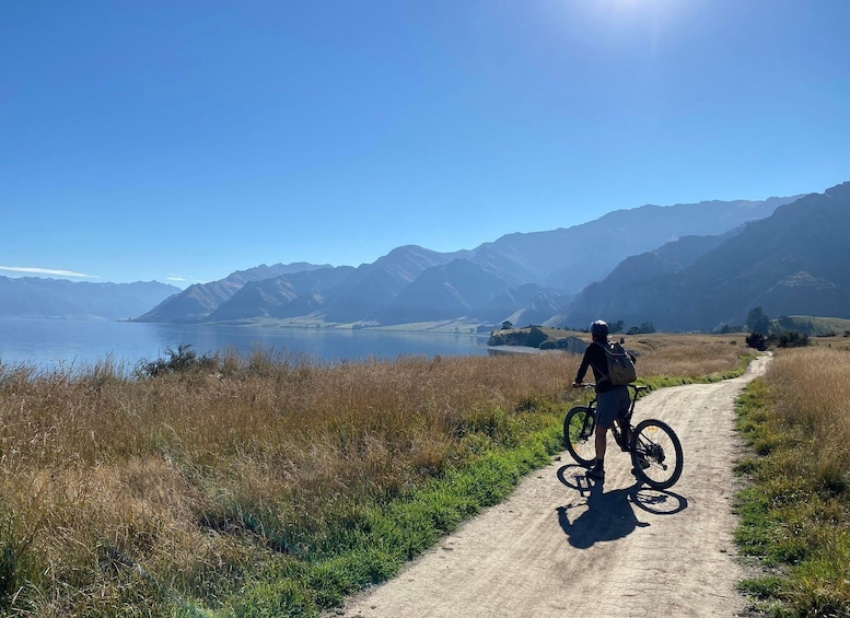 ebike tour lake Hawea river track to Wanaka