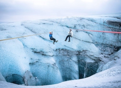 Iceland: Glacier Zip Line Tour with Hike or Ice Cave Visit