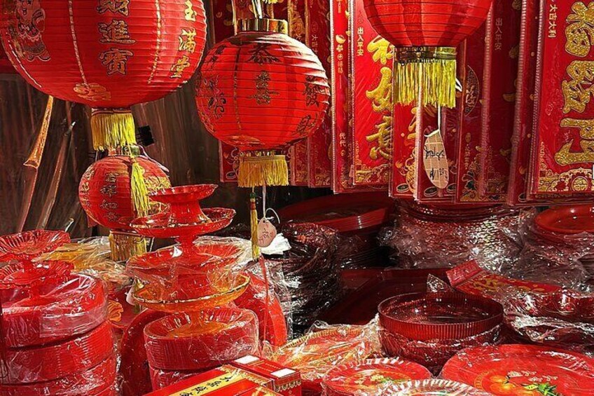 Walk and see the small village joss paper market