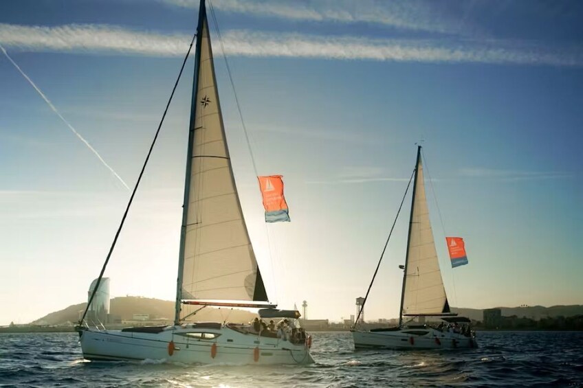 Sailing experience in Barcelona with food and drinks tasting