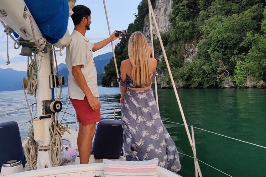 Sunset sailing on lake Como with Private Skipper