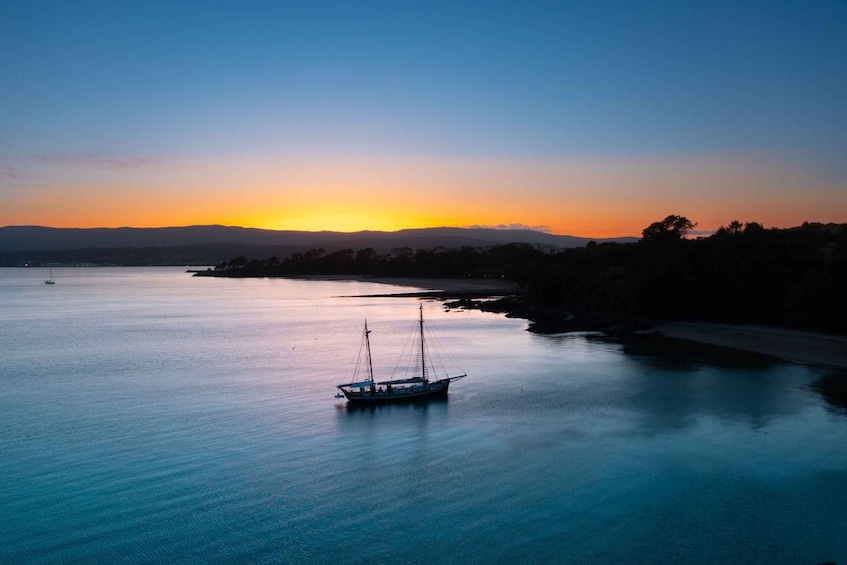 Sunset in schooner sailing Vigo ria