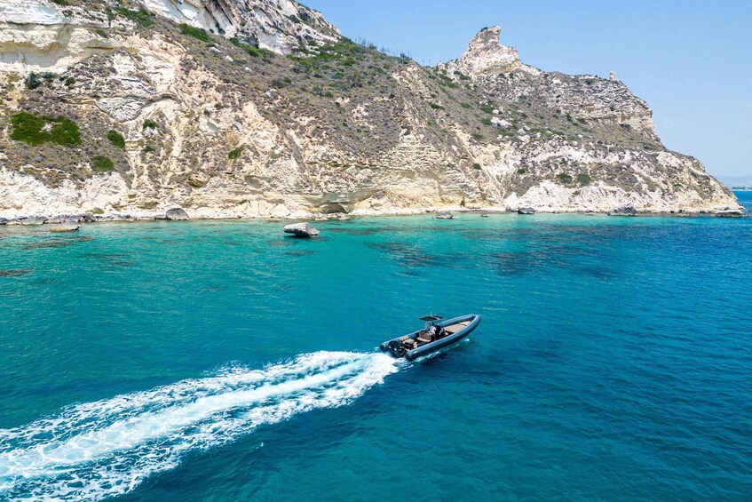Picture 11 for Activity Cagliari: Zodiac Boat Tour, 3-4 SwimStops, Wine & Snorkeling