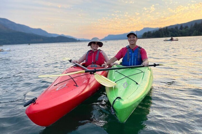 Sunset Kayaking in the Columbia River Gorge