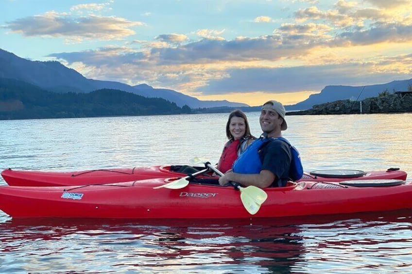 Sunset Kayaking in the Columbia River Gorge