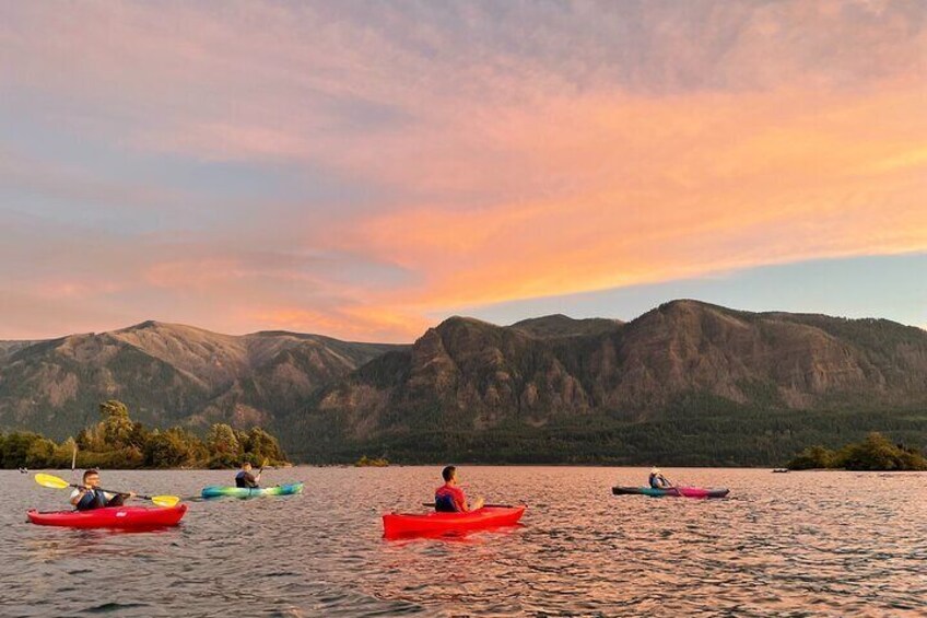 Sunset Kayaking in the Columbia River Gorge