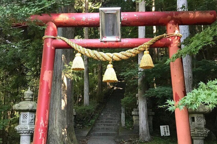 A Torii gate at the trailhead.