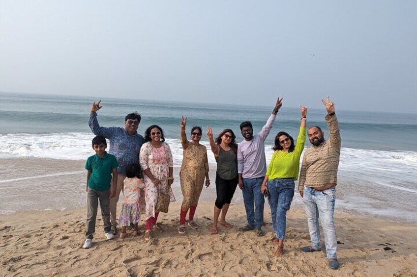 enjoying at Dwarka beach