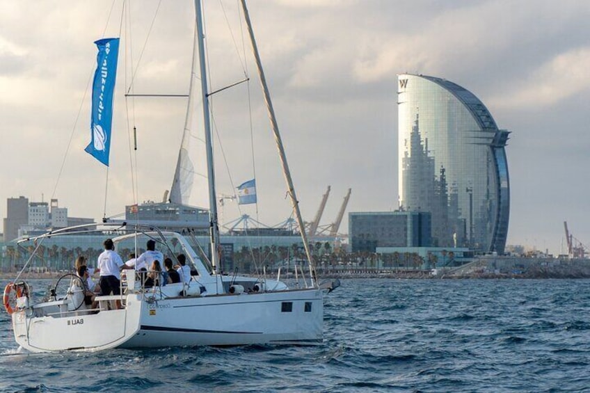 Sailing across Barceloneta
