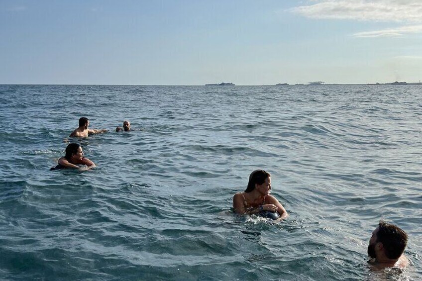 Swim stop in the warm Mediterranean waters 