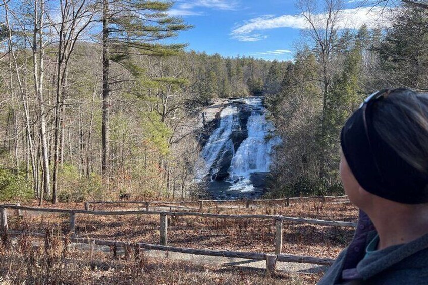 Admiring the falls from different vantage points.