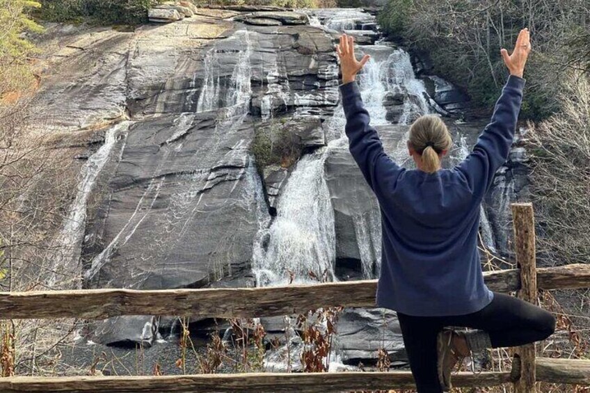 Yoga with a waterfall view in the land of waterfalls!