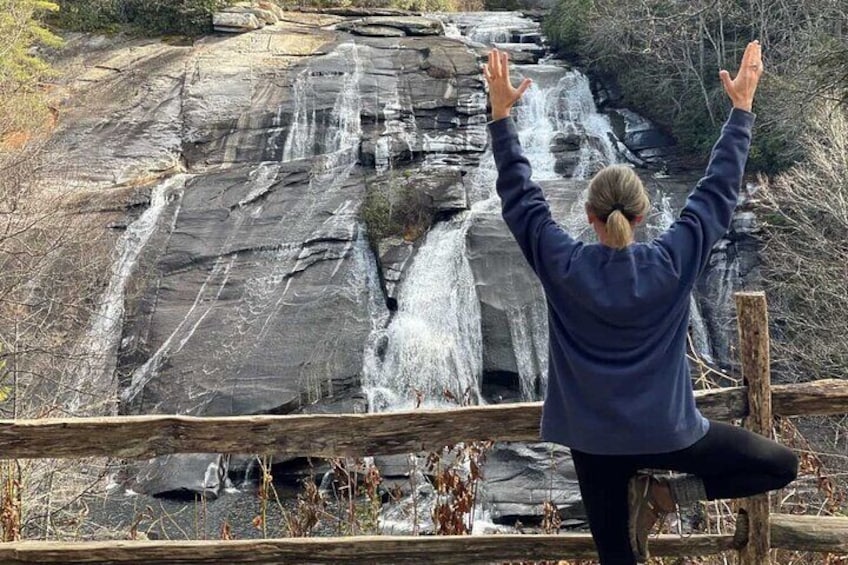 Yoga with a waterfall view in the land of waterfalls!