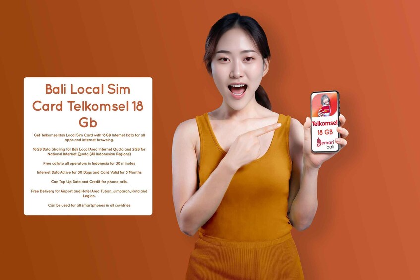 Bali Local Sim Card With Data 18GB 25GB 35 GB