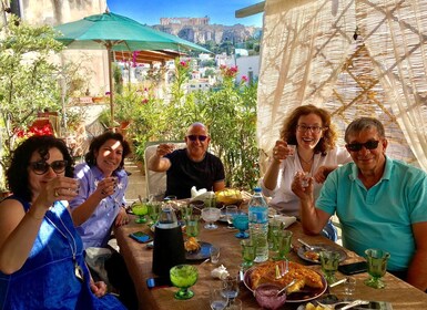 Athènes : Dîner de 7 plats et dégustation de vins avec vue sur l'Acropole