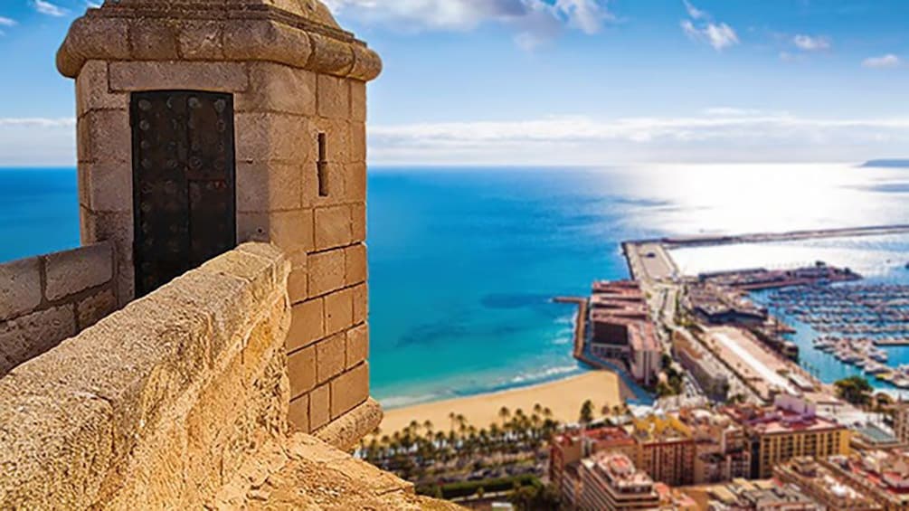 Show item 5 of 5. Scenic outlook og the beach and piers in Alicante