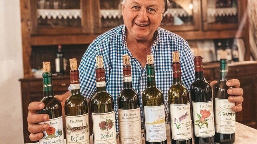 Sergio Abbona, the owner with his 7 types of wine
