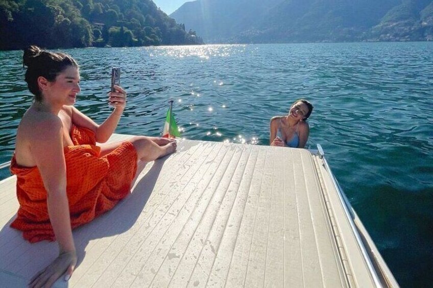 Enjoying a Swim on a private boat tour