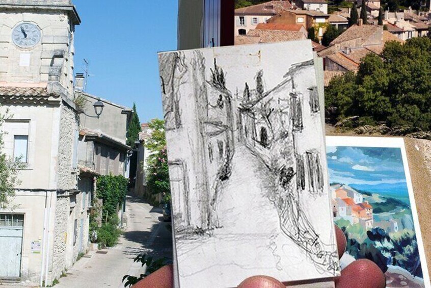 Spontaneous drawing in the streets of the old village.