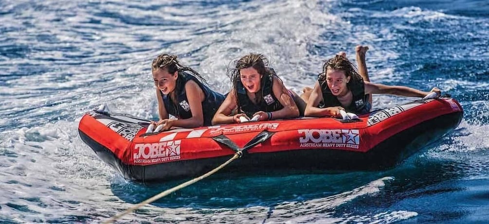 towed buoy for children and adults. Group activity.