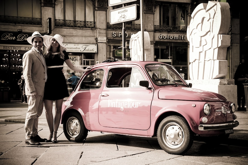 Milan: Slow Tour by Vintage Red Fiat 500 (1 hour, 1 stop)