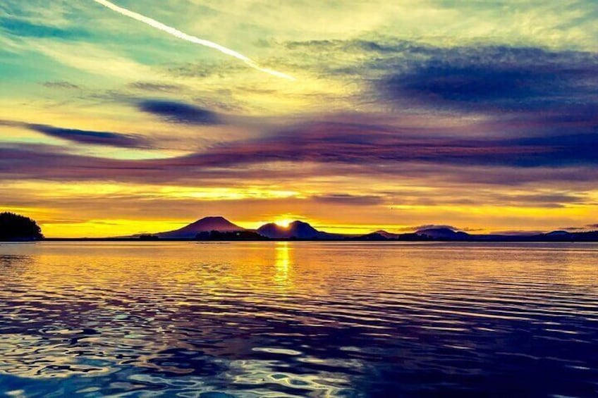 A post-card perfect moment in Sitka! Mount Edgecumbe at sunset. 